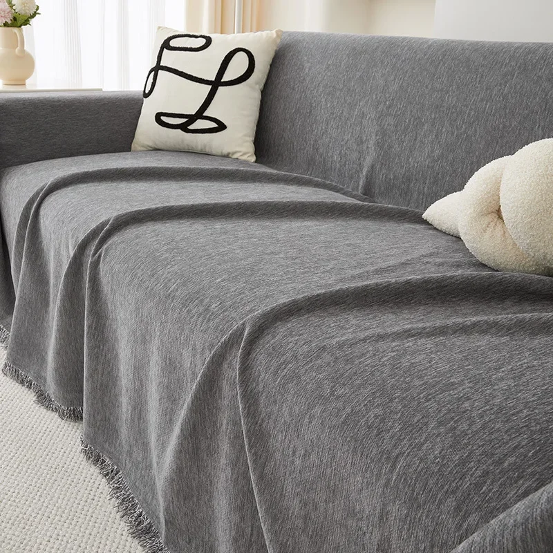 Solid Color Waterproof Sofa Towel Chenille Four Seasons Universal Sofa Cover All-inclusive Universal Simple Sofa Blanket
