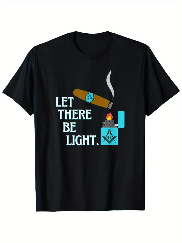 

Vintage Masonic Cigar & Lighter Graphic 100% cotton Crew Neck Tee,Short Sleeve, All-Season Knit Fabric Top Print for Men.