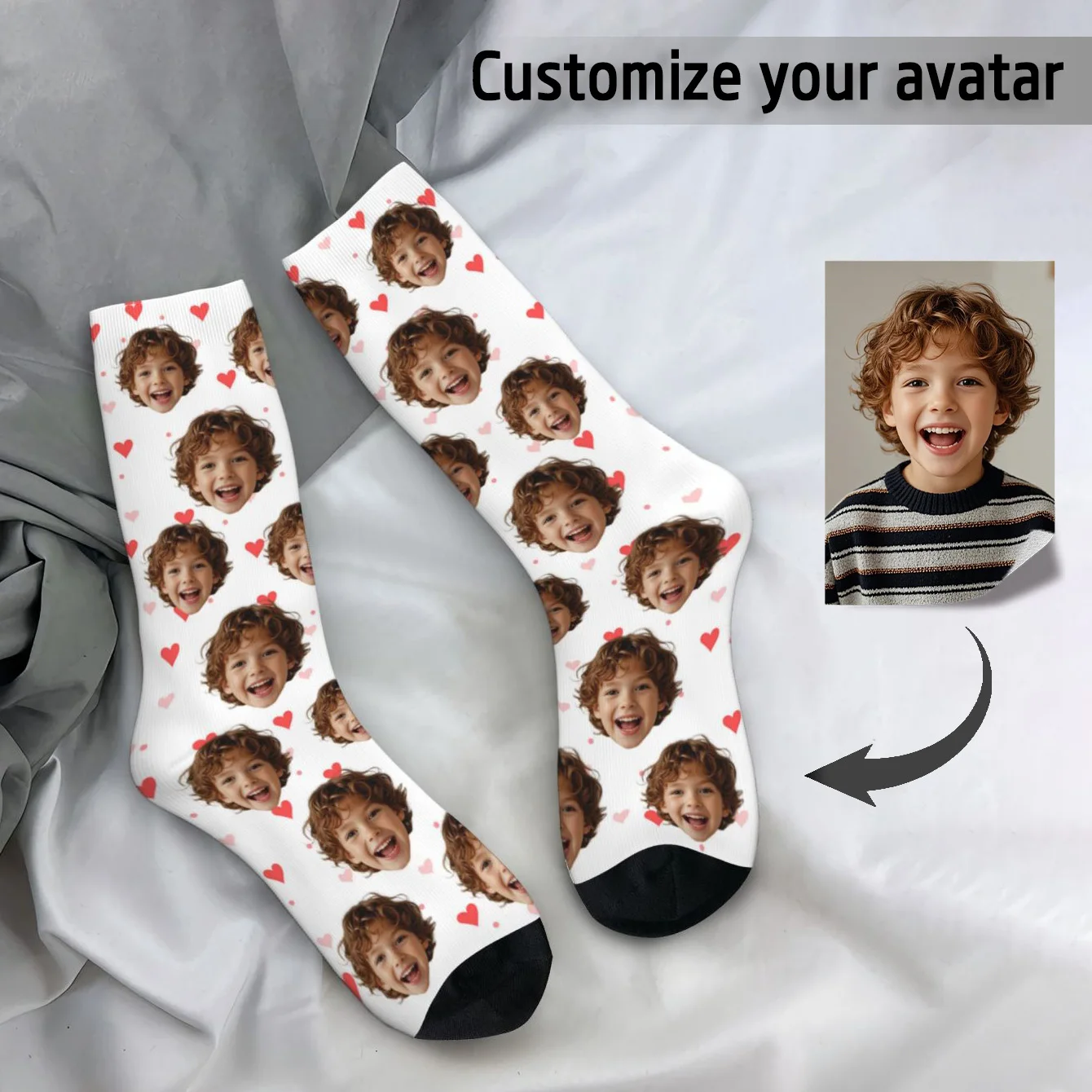 Customized face-shaped socks  Unisex customized socks  Personalized picture socks  Photo socks  Customized socks as gifts