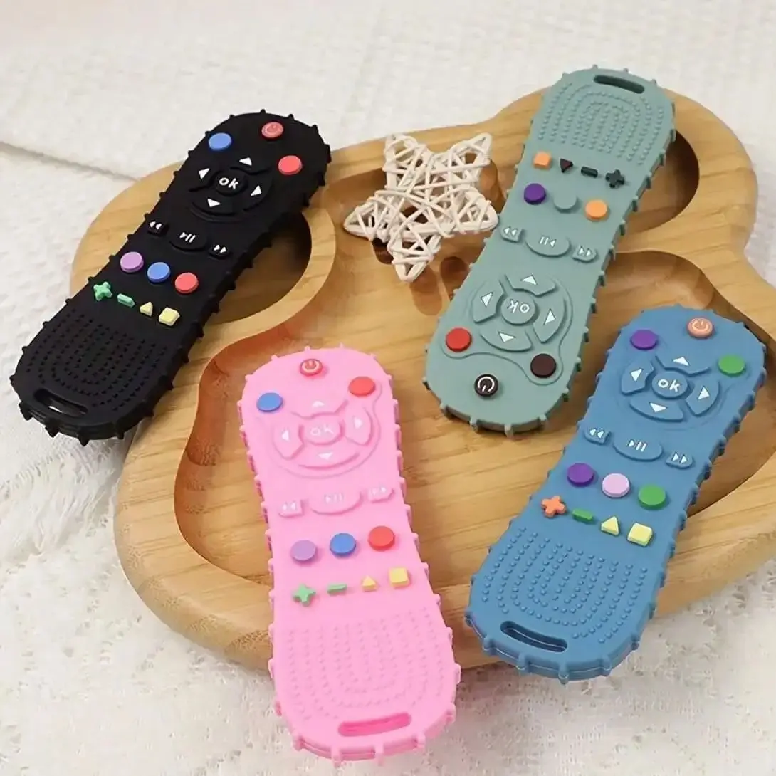 

Набор из 1 силиконового прорезывателя-пульт для телевизора для младенцев, сенсорная игрушка Монтессори, без бисфенола А, от 0 месяцев