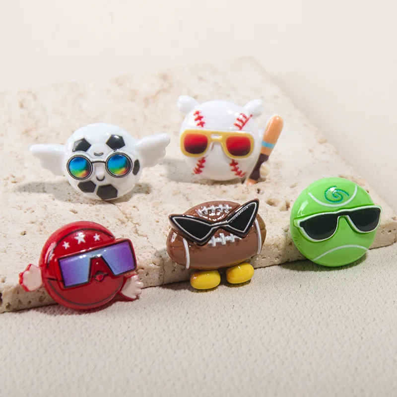 

100pcs Kawaii Football Basketball Resin Flatback Cobochon DIY for Phone Case Hairpin Keychain Earrings Scrapbook Embellishments