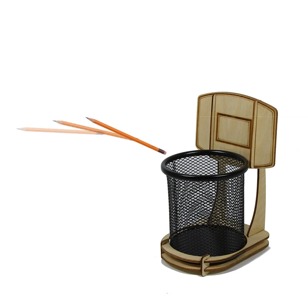 1 قطعة كرة السلة الخشبية حامل القلم الرصاص الإبداعية القلم المنظم قوي مكتب حقيبة للتخزين لحامل قلم القرطاسية