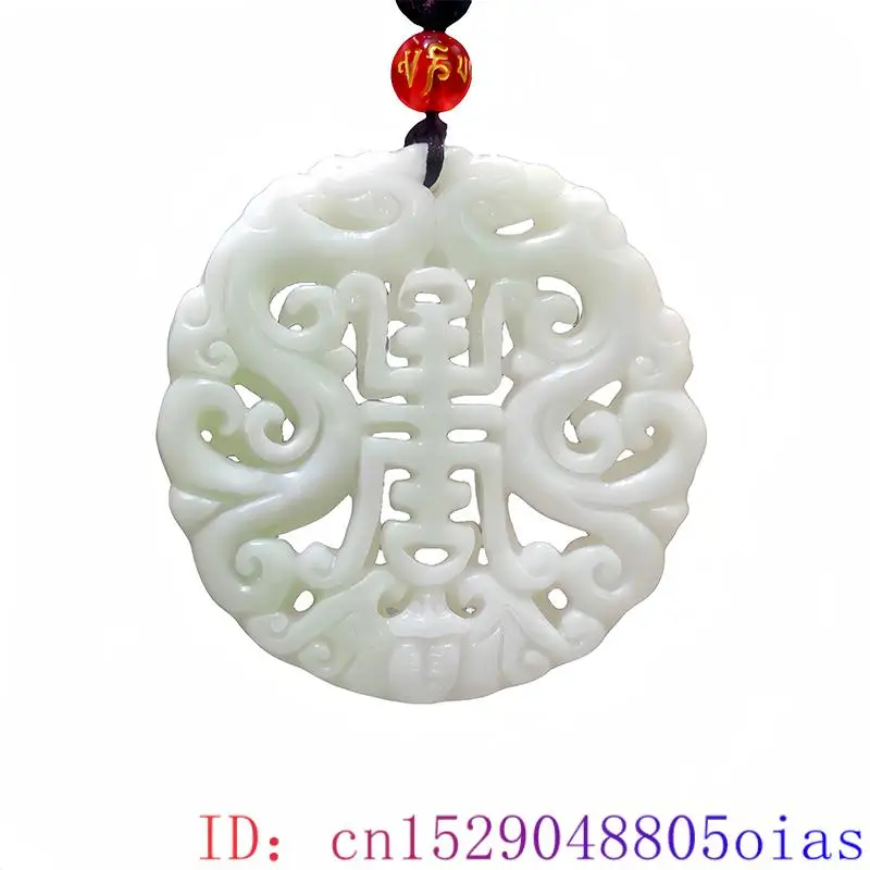 White Natural Real Jade Dragon Pendant Necklace Amulet Carved Jewelry Vintage Luxury Gifts for Women Men Accessories Talismans