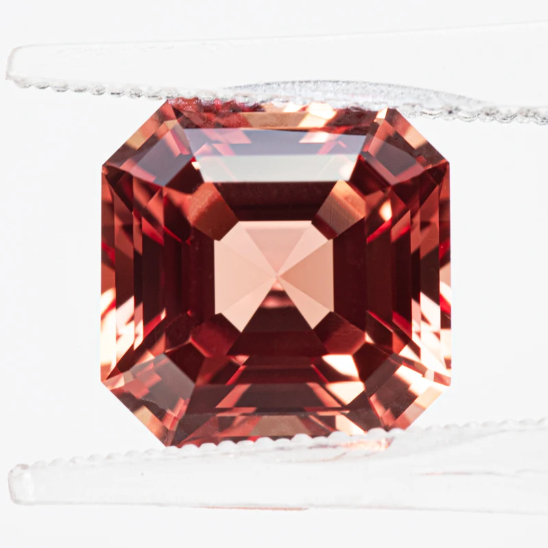 Top Lab Grown Sapphire Square Asscher Cut Sunset Orange Color VVS1 Charms DIY Jewelry Making Material Selectable AGL Certificate