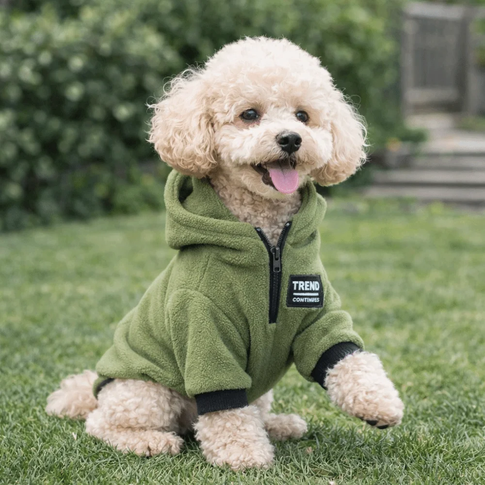 Fashion Warm Dog Hoodie Coat Windproof Thickened Fleece Dog Sweater Cozy Winter Dog Clothing Winter Season