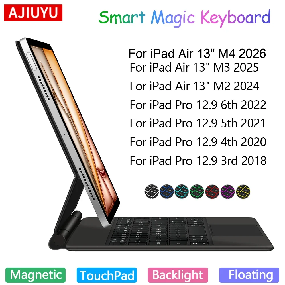 

Magnetic Magic Keyboard For iPad Air 13 inch M4 M3 M2 Case for iPad Pro 12.9 3rd 4th 5th 6th Gen TouchPad Backlit Keyboard Cover
