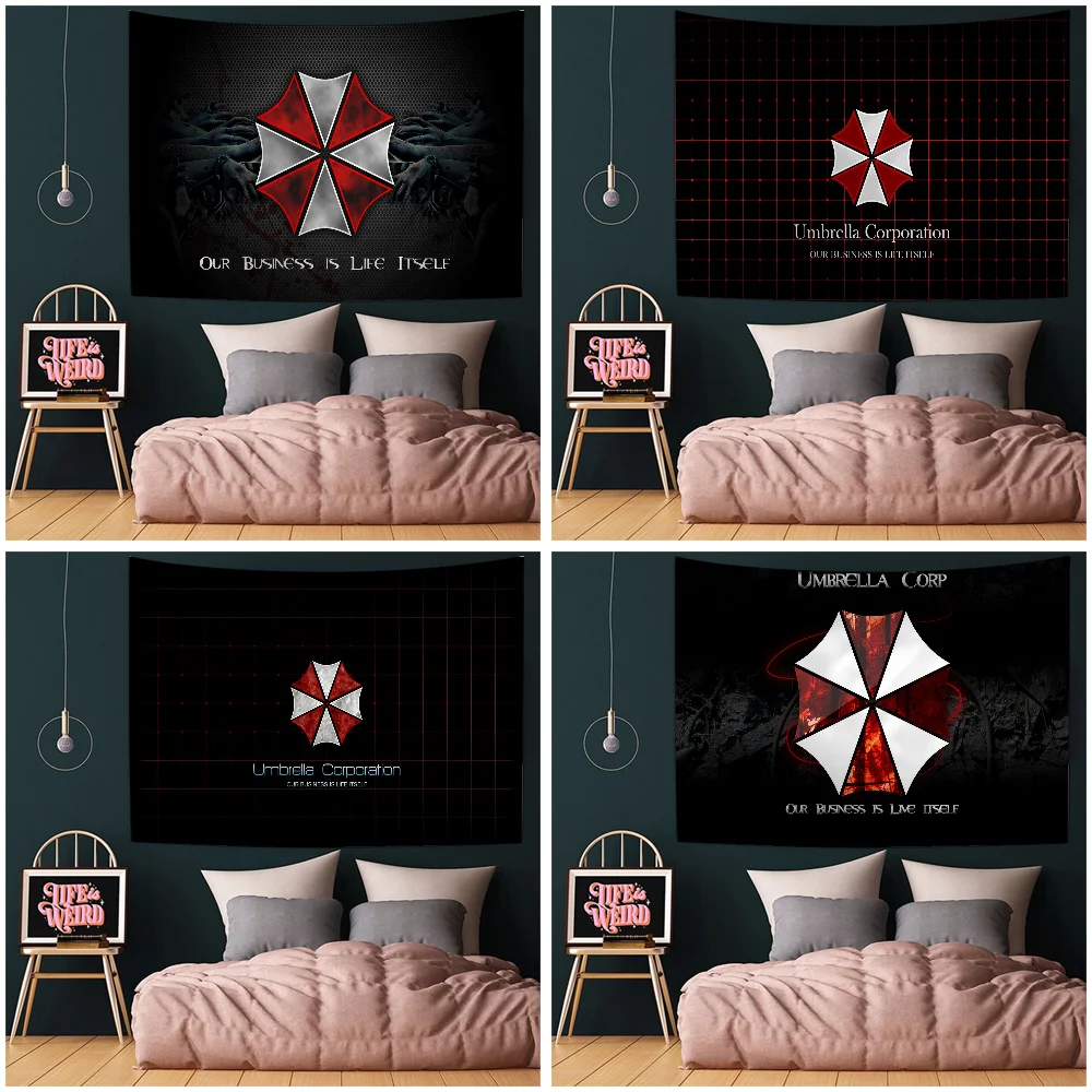 Umbrella Corporation Cartoon Tapestry Art Science Fiction Room Home Decor Wall Hanging Sheets