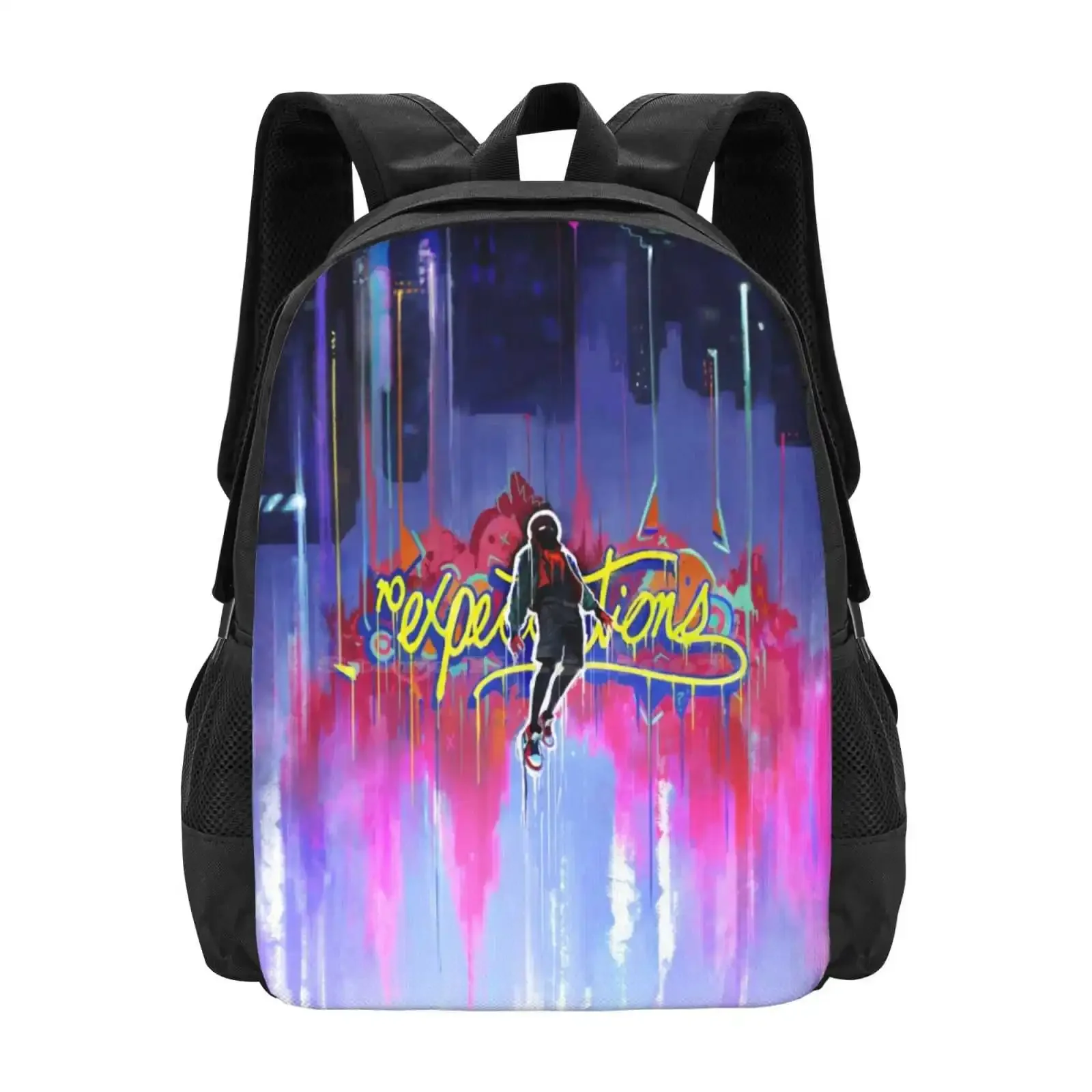 

No Expectations 3d Print Design Backpack Student Bag Miles Morales