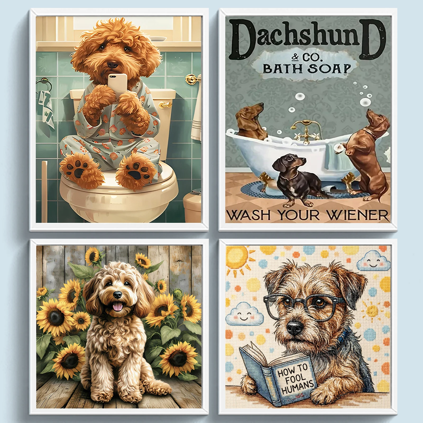 Dog Full 11CT 3 Strands DIY St - Cross Stitch Stamped Kits Beginners ulasan dan harga