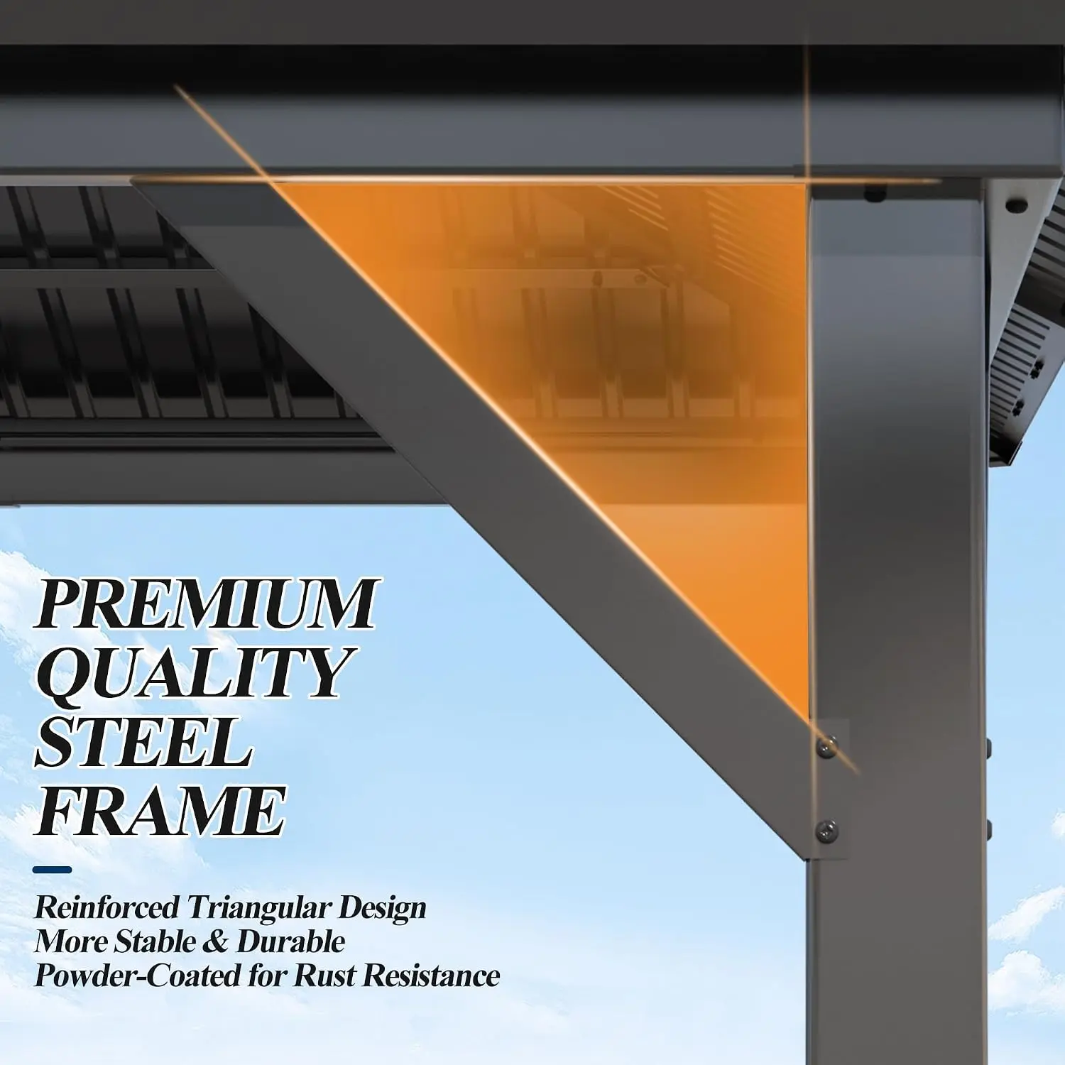 9.5x9.5FT Outdoor Hardtop Gazebo with Double Roof | Heavy-Duty Steel Top Gazebo with Breathable Netting & Privacy, Custom view 6