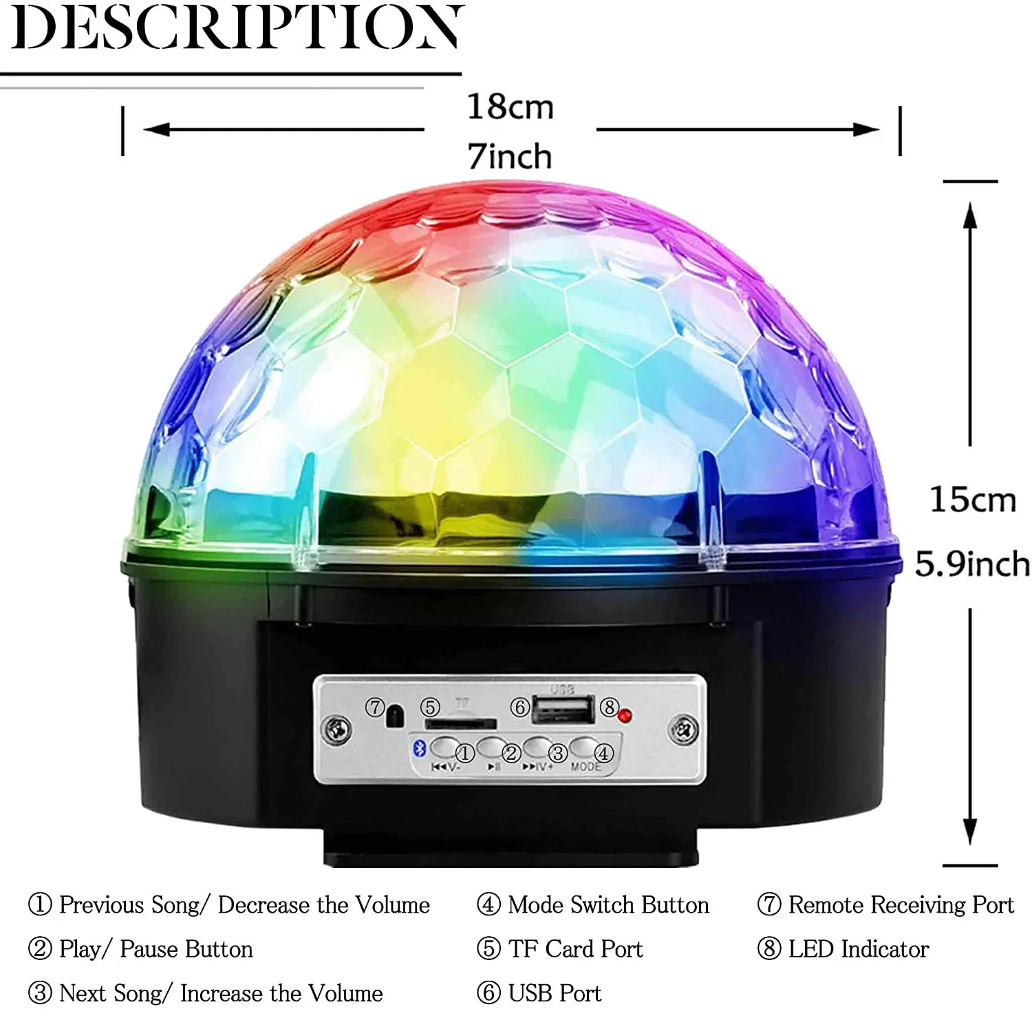 LED Disco Magic Ball Light Sound Control Party Lights TF Card MP3 Player Sound Activated Lamp With Bluetooth For Home KTV Party