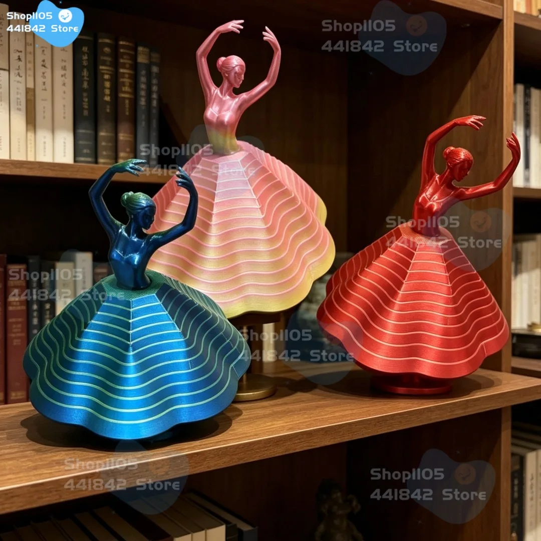 

3D Printed Rotating Ballet Girl Figurine, Spinning Ballerina Desktop Ornament, Artistic Home Decor Gift for Dancers