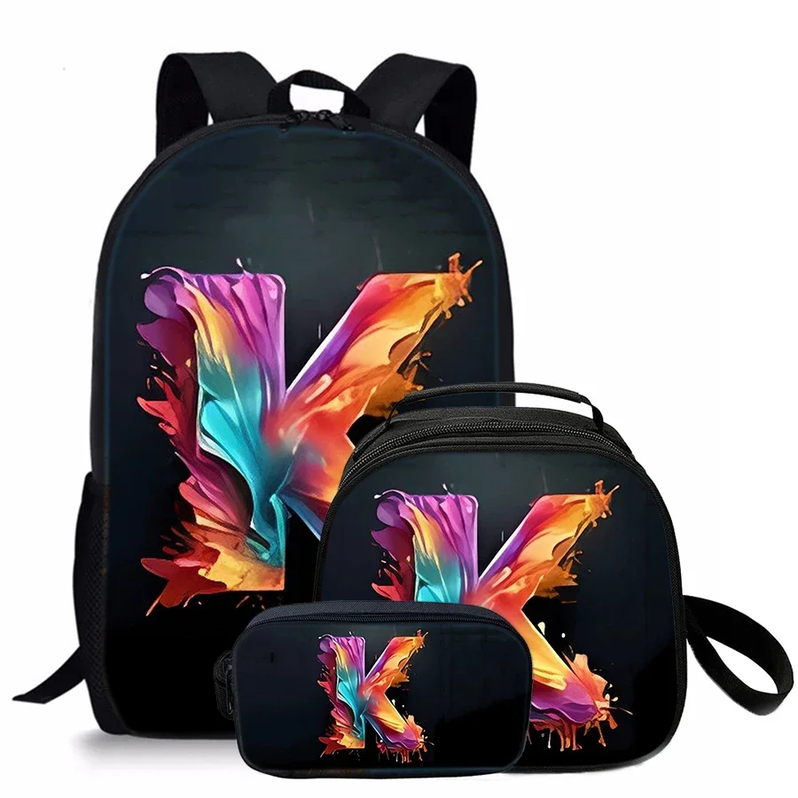 Juego de 3 uds de bolsas de almuerzo redondas con letras, bolsas de lápices, mochilas escolares para niños/niñas, los mejores regalos, mochila de dibujos animados 3D para niños