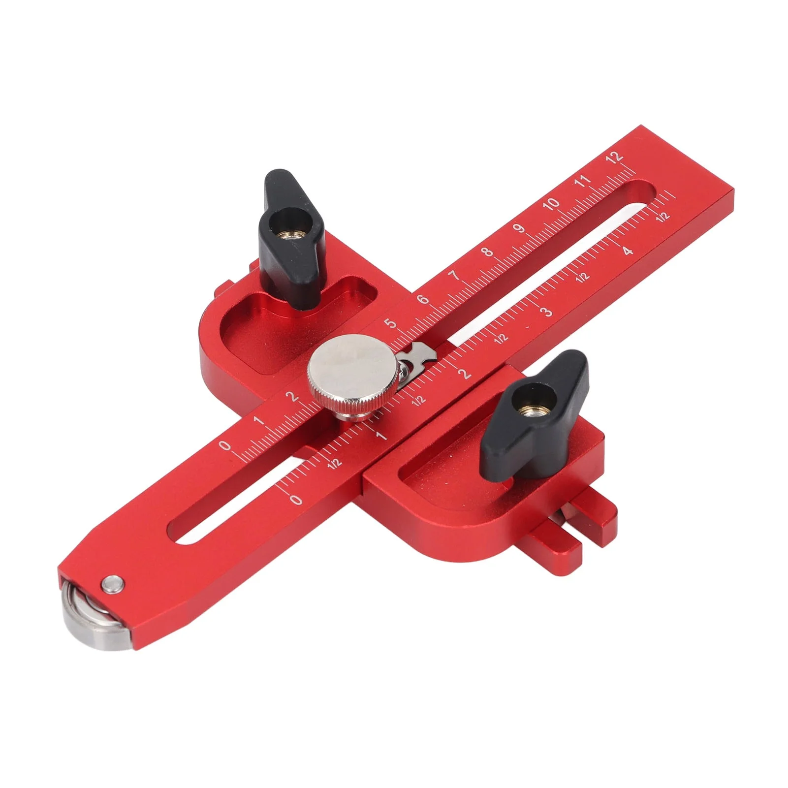 Table Saw Jig Guide with Roller Dual Scale Woodworking Thin Ripping Guide Locator Fits for 3/4x3/8 3/8x1/4 Inch T Slot
