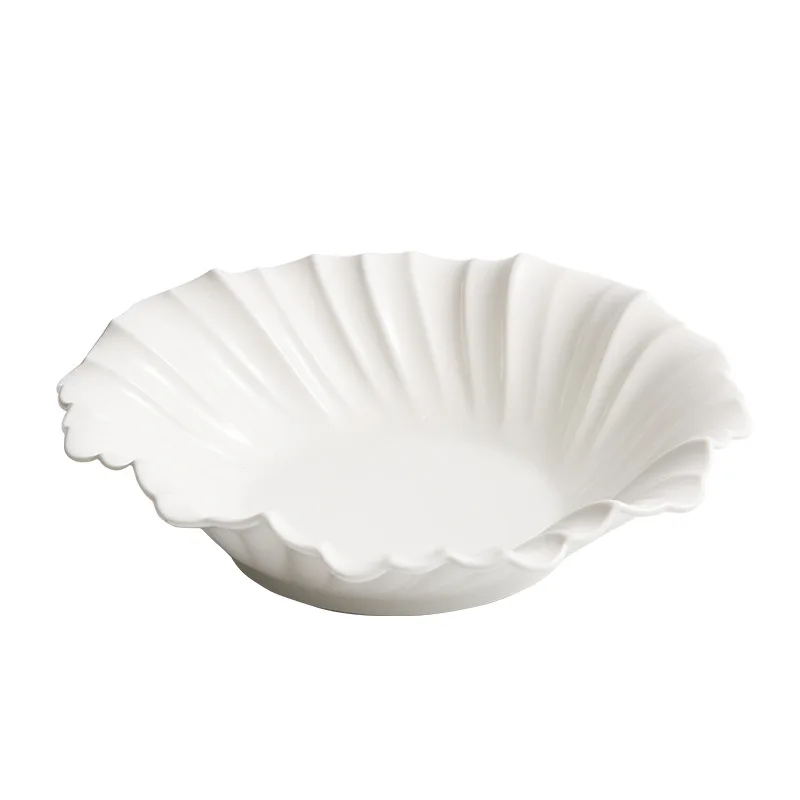 

Pure White Household Creative Personalized Ceramic Tableware European Simple Fruit Salad Bowl Exquisite Western Pasta Bowl
