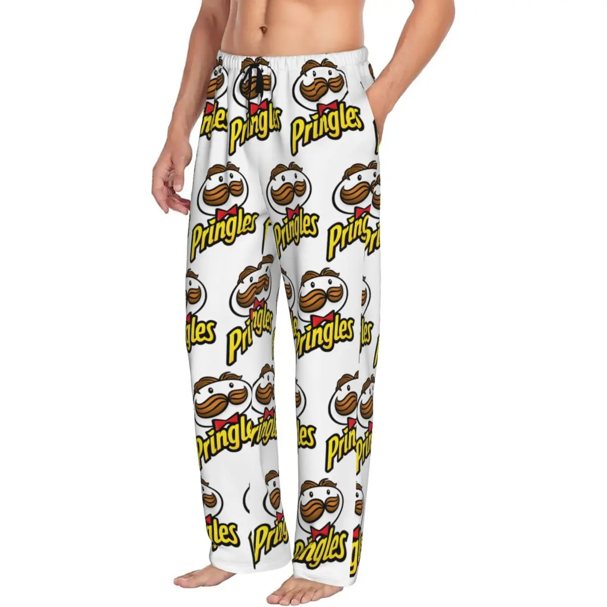 Custom Potato Crisps Chips Pringles Print Men Pajama Pants Lounge Sleep Sleepwear Bottoms with Pockets