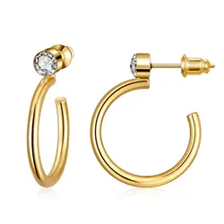 Shevalues Hoop Earrings for Women 14K Real Gold Plated 925 Sterling Silver Needle Earrings Lightweight Shiny New Modern Jewelry