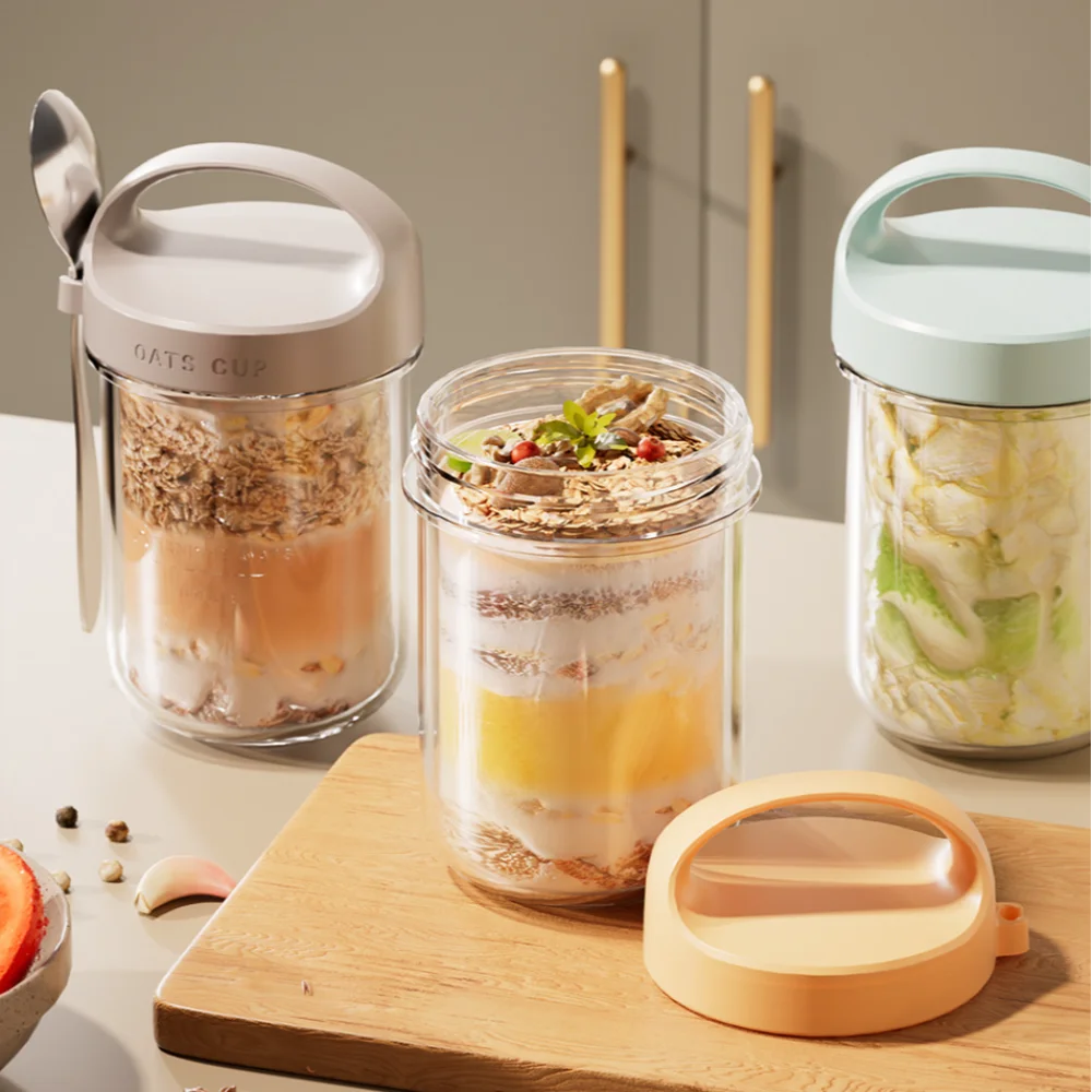 

Multifunction With Lid Spoon Portable Breakfast Cup Tumbler Oatmeal Cereal Nut Yogurt Salad Cup Heat Resistant Juice Milk Cup