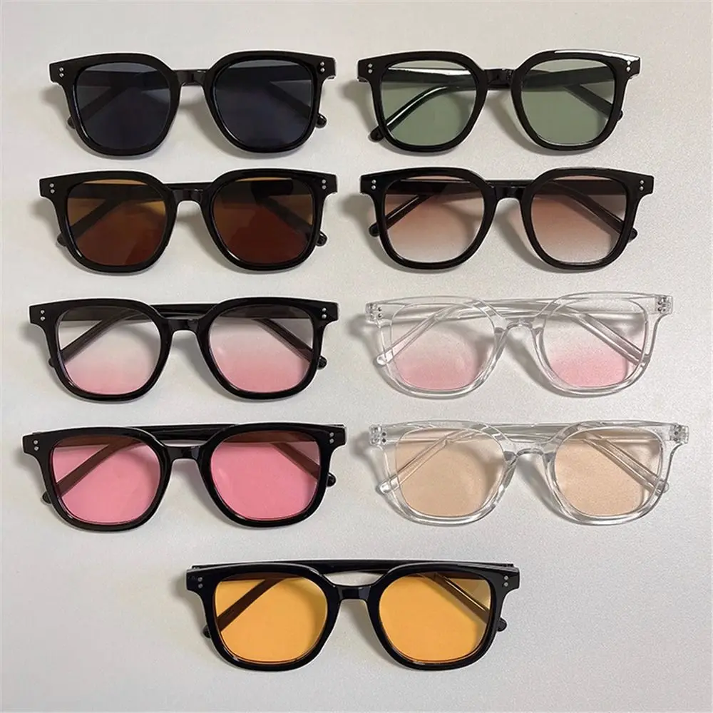 Retro Square Gradient Blush Sunglasses No Makeup UV400 Protection Anti-Glare Shades Decorative Eyewear for Women & Men