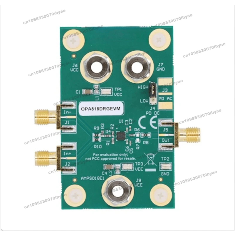 Suitable for OPA818DRGEVM 1 - Single, Number of Channels Per IC J-FET Amplifier Development Evaluation Board