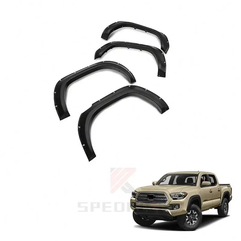 

Modification Gobison Pickup Accessories Textured Pocket Bolt/Rivet Fender Flares Wheel Cover for Tacoma 2016 + Fender Fla