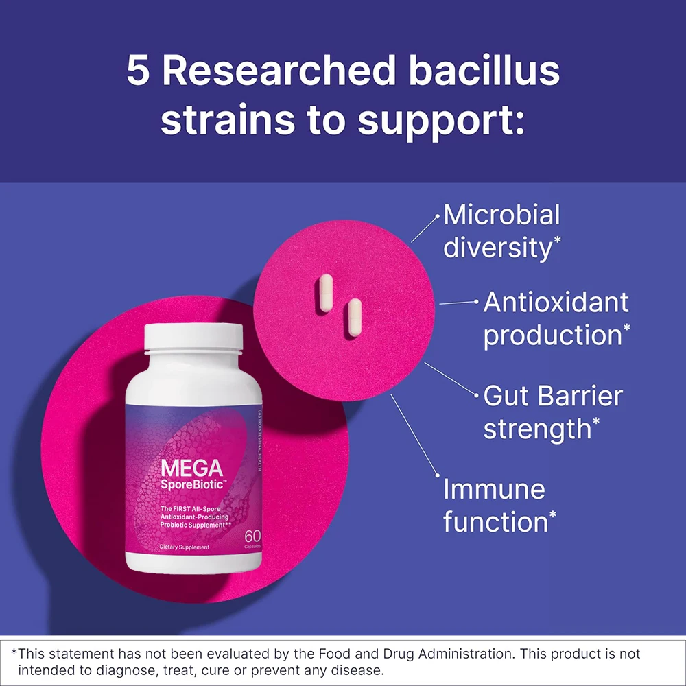 Mega Probiotics for Women & Men - Spore-Based Probiotic for Gut Health & Digestive Support - Mens & Womens Probiotics