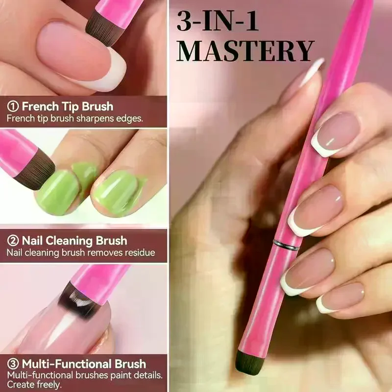 /JCS/Nail Brush, With Multi-Function Brush Head - Fine Nail Brush, Suitable For Gel And Acrylic Nails, Precise Cleaning French