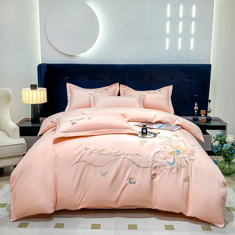 

Brushed embroidered four-piece set of thickened warm bedding for autumn and winter, exquisite embroidered quilt cover set