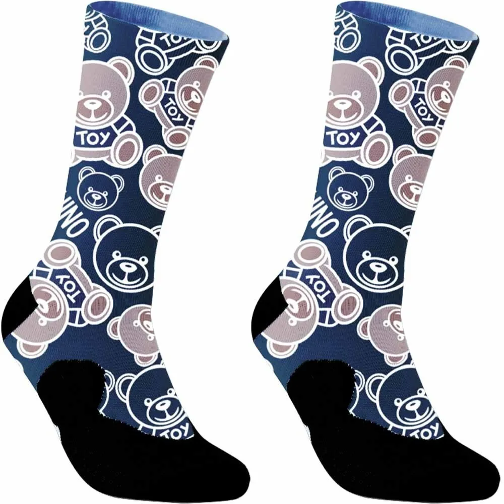 Cute teddy bear pattern sports cycling socks, breathable and durable, moisture wicking, tightly fitting,  unisex