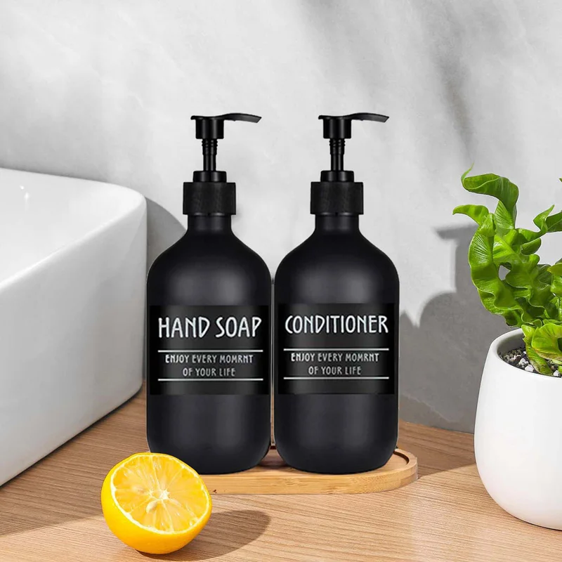 2/3PCS 500ml Soap Dispenser 6/12 Labels Stickers for Lotion Shampoo Shower Gel Bottle Press Type Refillable Container Bathroom