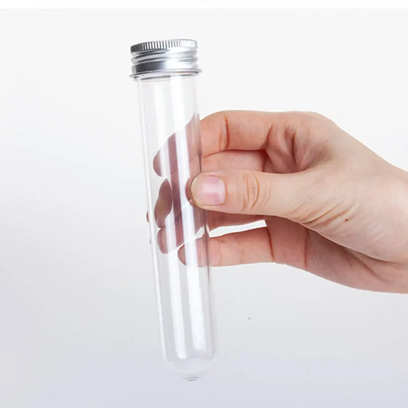 20 Stücke Labor 30 ml PET Reagenzglas Flasche Transparente Zylindrische Kunststoff Nachfüllbare Flasche Für Maske Süßigkeiten Daten Linie 25*110mm