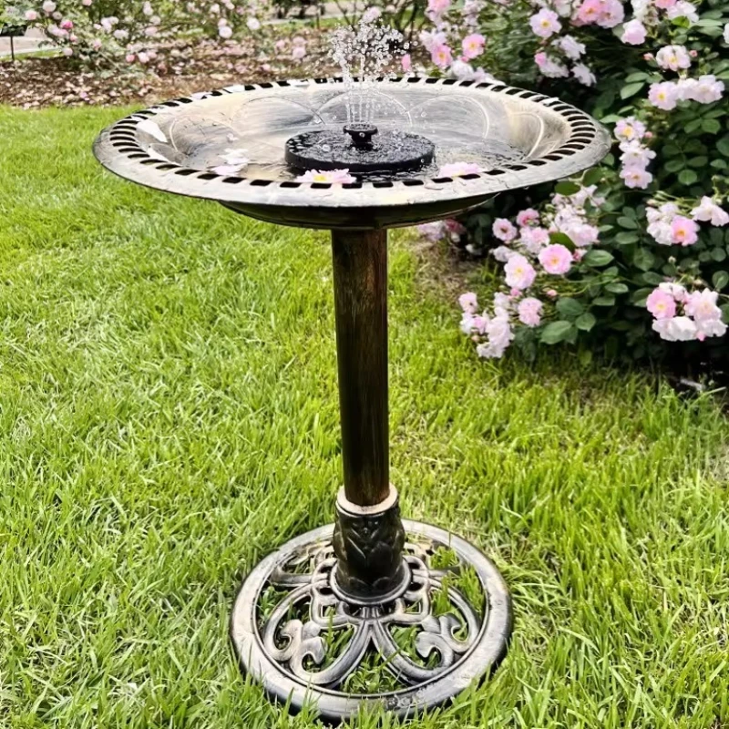 Solar Bird Bath Fountain Pump Floating Garden Pond Outdoor Plastic Basin Water Feature Antique Bird Lovers Gifts Yard Statue