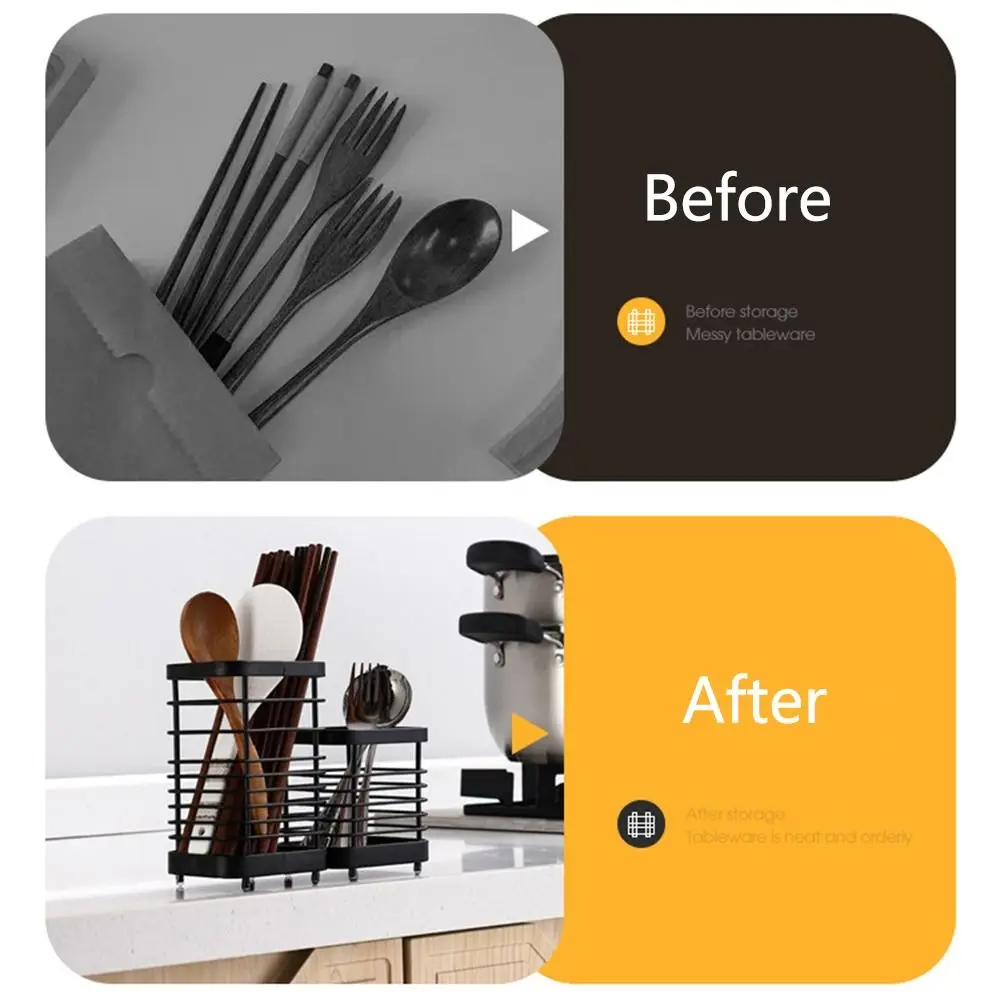 Stainless Steel Kitchen Cutlery Holder Rust-proof Anti-slip Chopstick Drying Racks Space-saving Higher Bottom