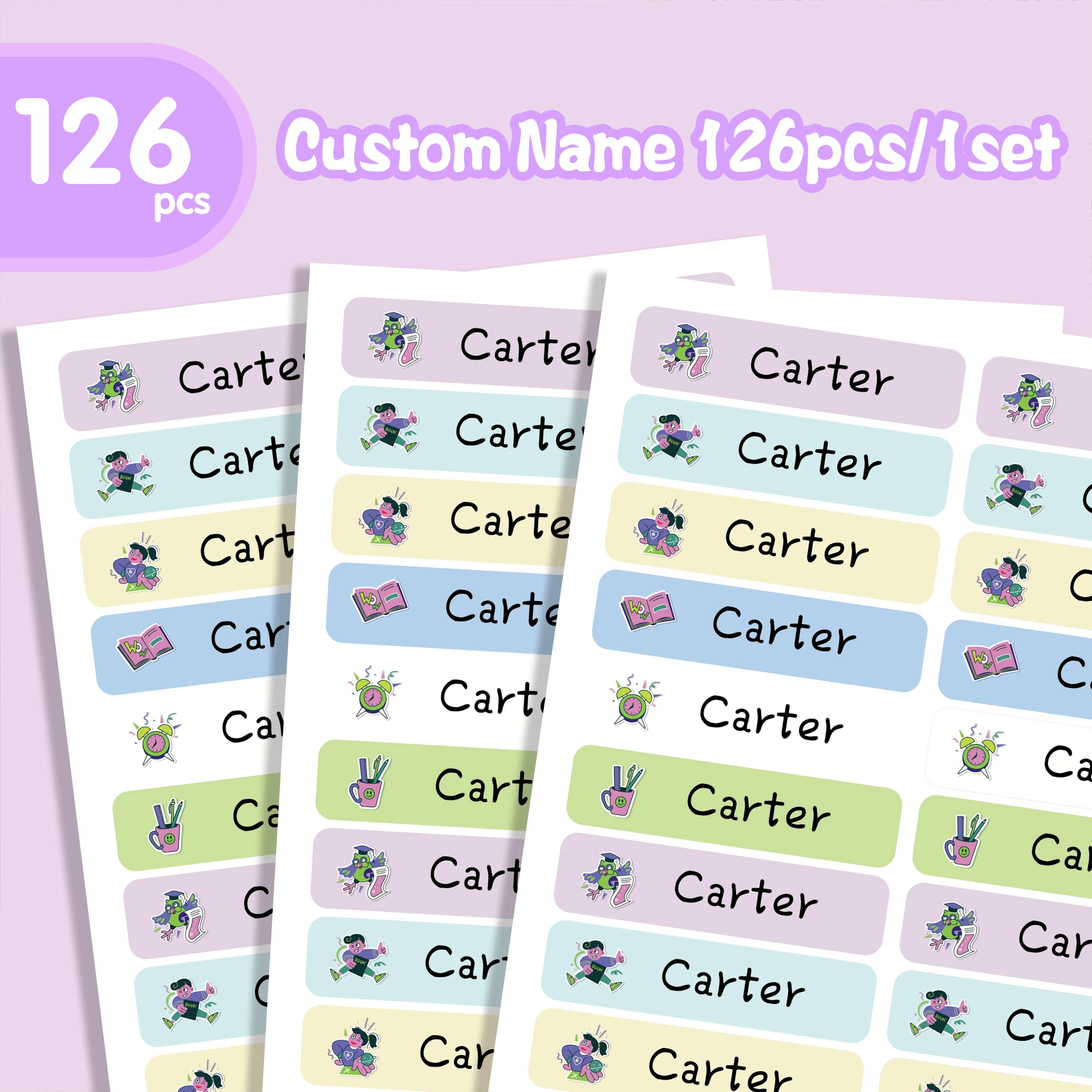 84/126pcs Campus theme Water Cup Tag Name Label Custom Tag Pencil Label Customizable Patches School Supplies