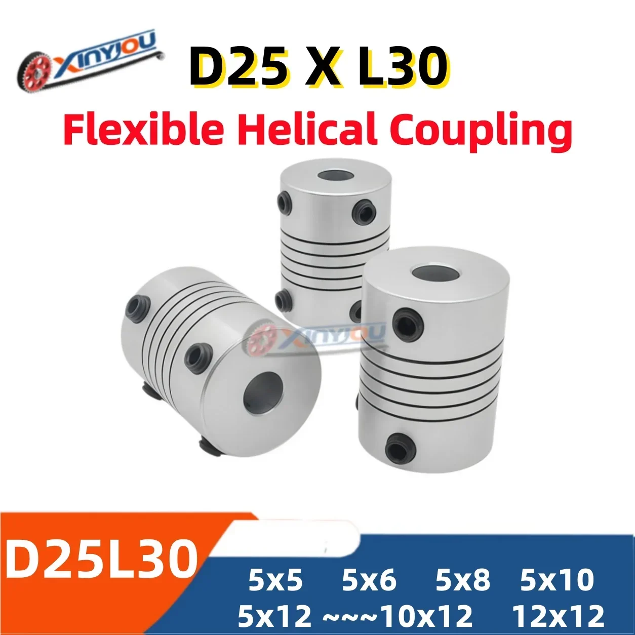 3/4/5/6/6.35/8/10mm D25*L30 Aluminium Flexible Jaw Shaft Coupling CNC Stepper Motor Coupler Encoders Engraving Machine
