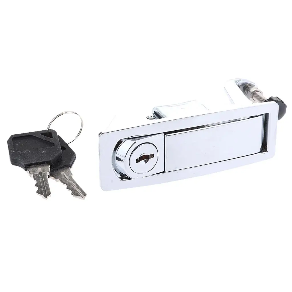 RV Baggage Compartment Door Lock - Flush Lever Compression Locking Latch w/ Keys for Boat Door Cabinet Cockpit Floor - Chrome