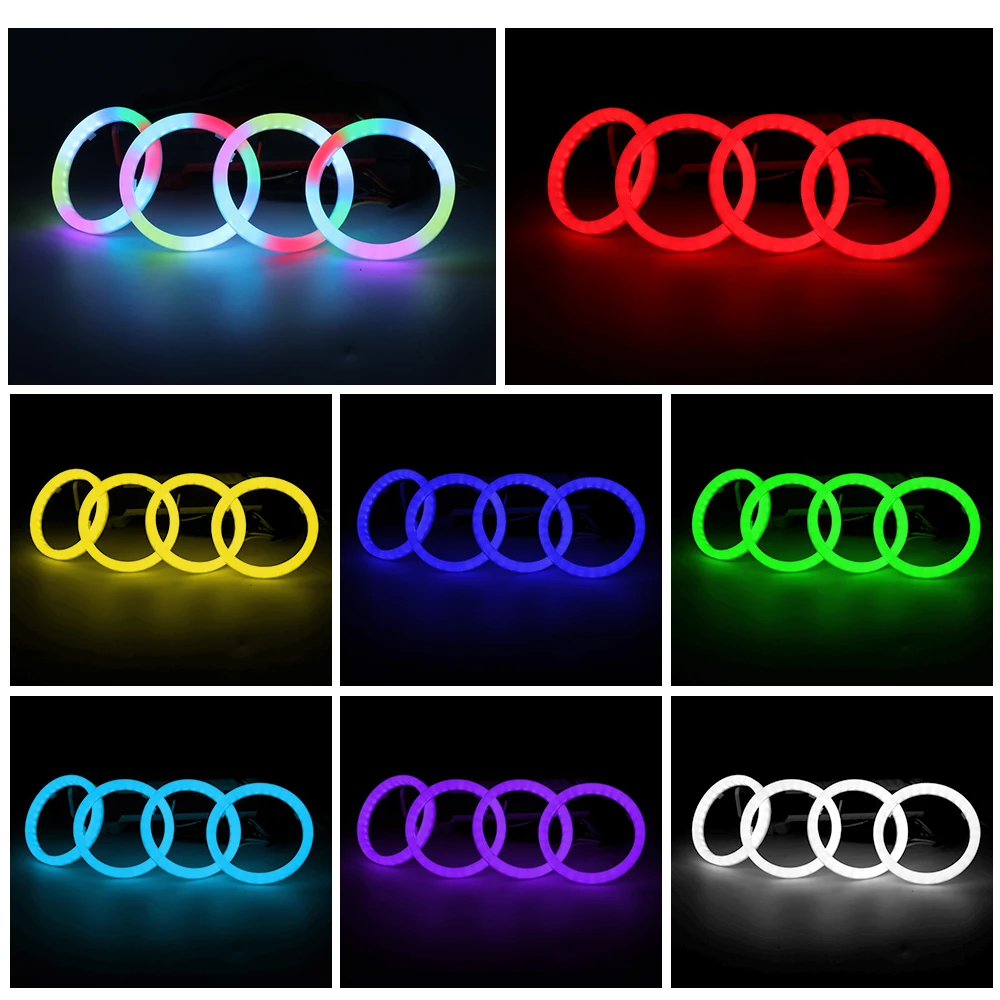 4Pcs RGB Angel Eyes Halo Rings Light Car Led Daytime Running Light Turn Signal Lamp APP Bluetooth Multi Colour Ringlight 12V 24V