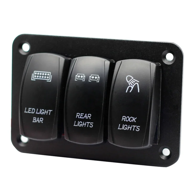 

3 Gang Aluminum Rocker Switch Panel 5 Pin ON/Off Pre-Wired Toggle Switch Panel With Rocker Switch Holder