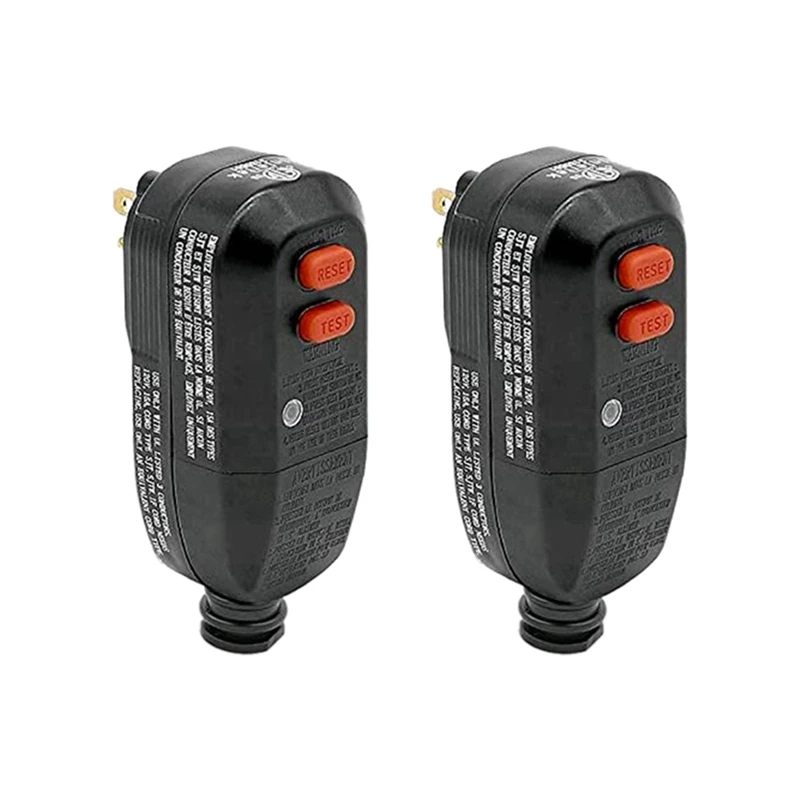 Plugue americano, 2 peças de substituição de plugue gci de 3 pinos, reinicialização automática 15amp listado peças de adaptador de interruptor de circuito de falha de aterramento