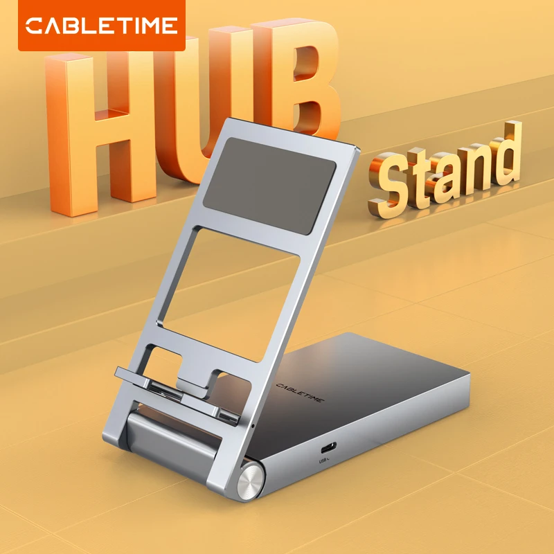 CABLETIME 8 IN 1 USB C Hub With Foldable Stand HDMI 4K 60Hz PD 100W USB 5Gbps  Aux 3.5mm For IPad Pro Android Tablet C503