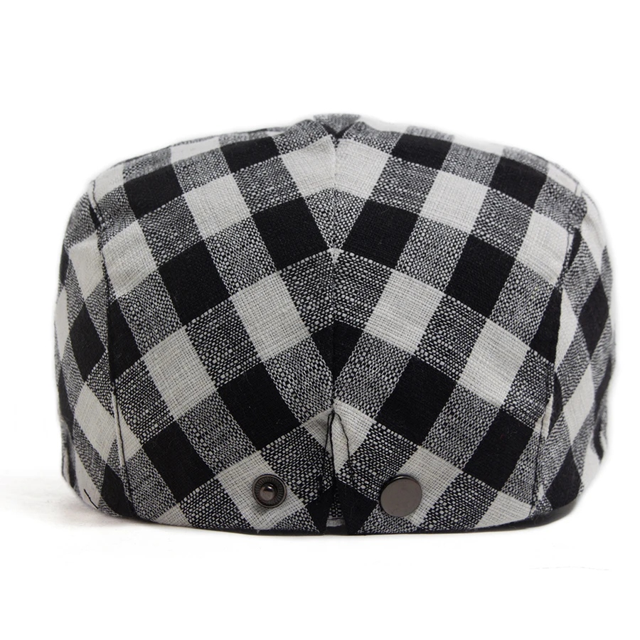 New Fashion Plaid Beret Men Women Vintage Visor Flat Cap Spring Autumn Newsboy Hat Casual Female Berets Boina Adjustable