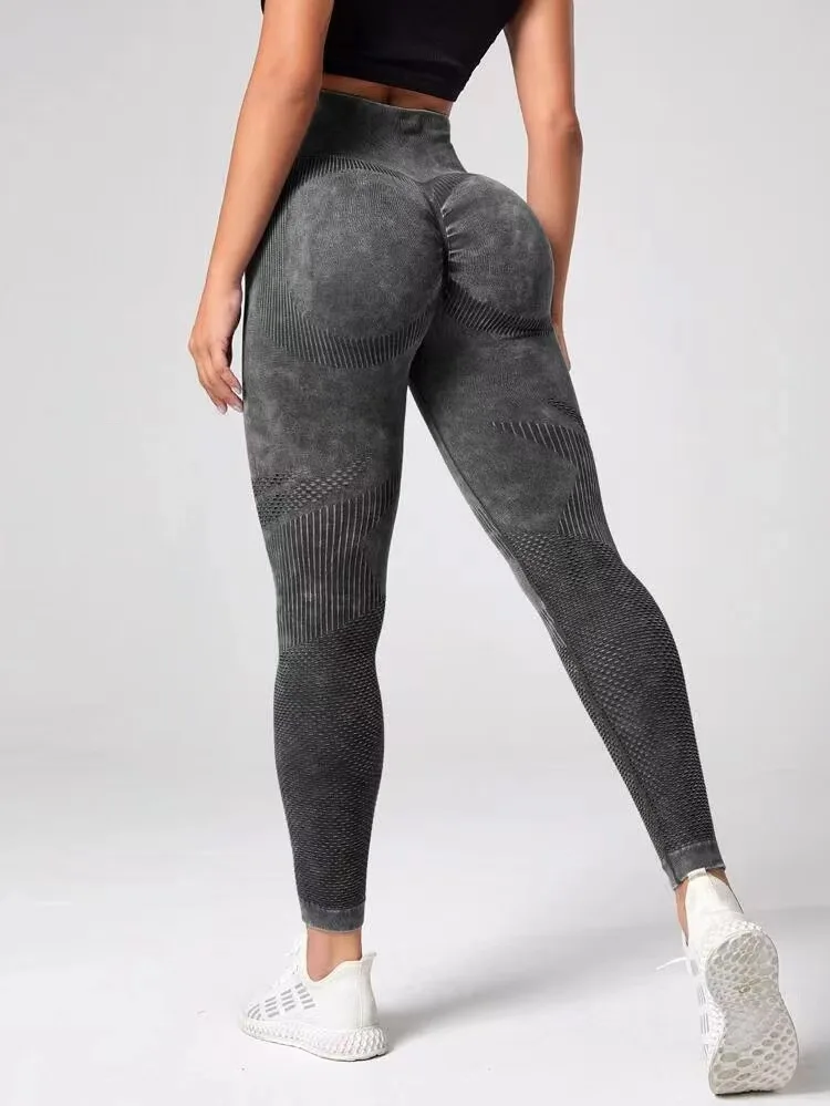 Women Leggings Washing Yoga Pants Push Up Fitness Leggings Hip Lift High Waist Scrunch Tights Seamless Pants