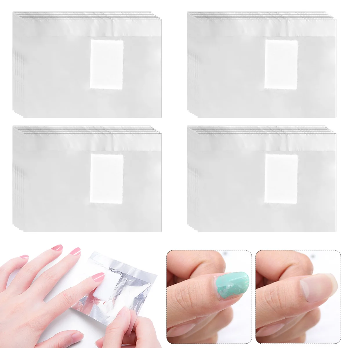 500/1000 Stuks Aluminiumfolie Remover Nail Wraps Losweken Polish Nail Art Folie Gel Polish Acryl Removal Tool met Wattenschijfje - afbeelding 2