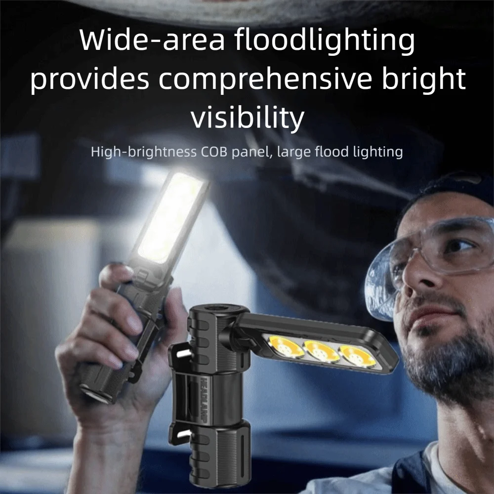 6-Modes Dimming Handheld Worklight 180-Degree Rotation Waterproof Design Magnetic Folding Light USB Rechargeable