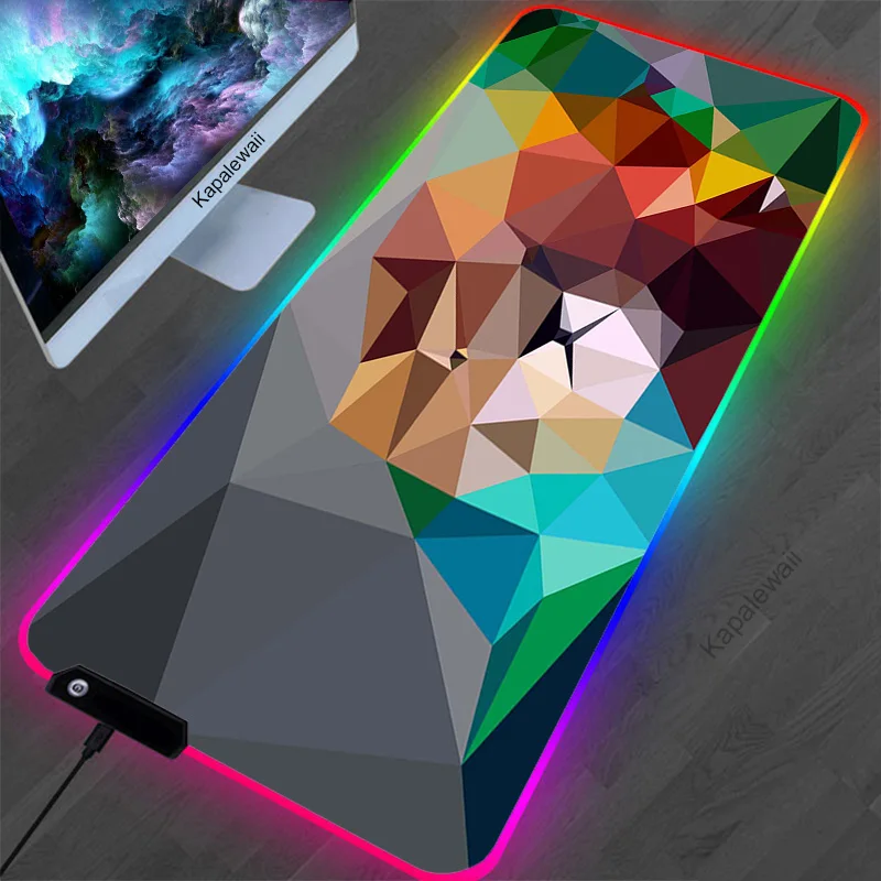 

Geometric Colorful RGB Mouse Pad XXL Computer Mause Carpet LED Gamer Desk Mouse Mat Mousepad PC Gaming Accessories Keyboard Mats