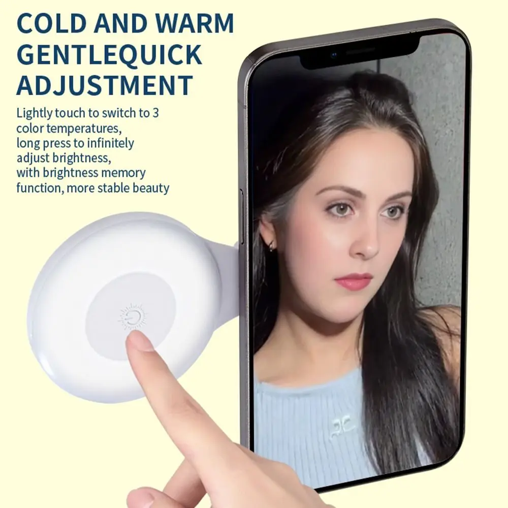 

Adjustable Magnetic Phone Fill Light 3 Colors Soft Light Selfie Ring Lamp Photography Lamp for Vlog Makeup Live Streaming