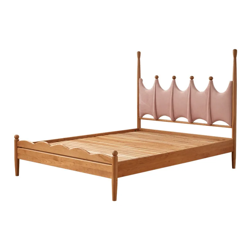 Anpassbares Nordic Cherry Academy Wind Room Massivholzbett Schlafzimmer Samt Doppelbett