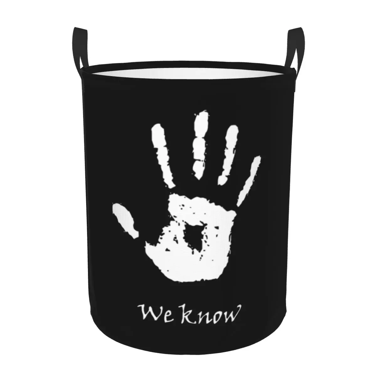 

Customized Skyrim Dark Brotherhood Hand Laundry Basket Collapsible We Know Letter Clothes Hamper for Baby Kids Toys Storage Bin