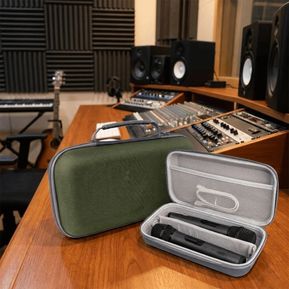 Hard Shell Microphone Storage Bag Drop Proof Adjustable Wireless Microphone Case Water-Resistant Handheld Shockproof Case