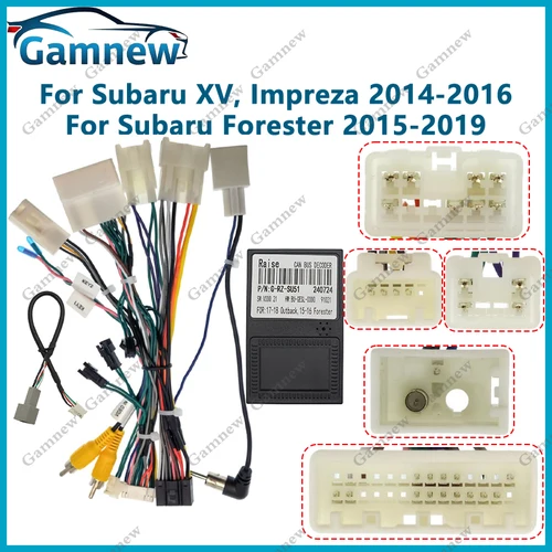 Adaptador de arnés de cableado de 16 pines para coche, decodificador de caja Canbus, Cable de alimentación de Radio Android para Subaru XV Impreza 2014-2016 Forester 2015-2019